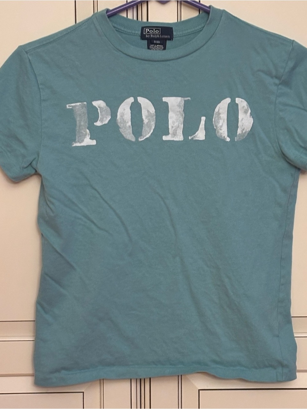 Ralph Lauren Kids Teal Polo Graphic Tee- size S (8)